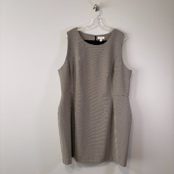 On 34th Plus Size 20W White and Black Houndstooth Double-Weave Sheath Dress NWOT - Picture 7 of 9